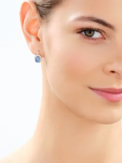 Kolczyki srebrne z kyanitem naturalnym i cyrkoniami