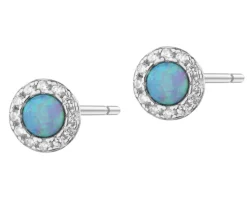 Kolczyki srebrne z opalami i cyrkoniami - koła