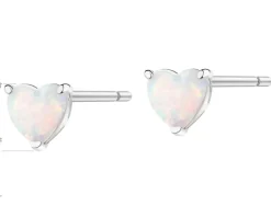 Kolczyki srebrne z opalem - serca