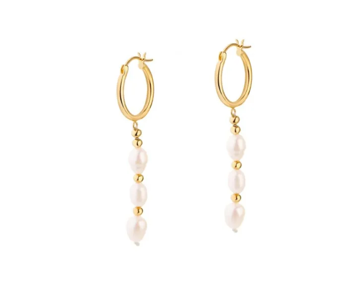 Kolczyki srebrne z perłami - koła, kulki