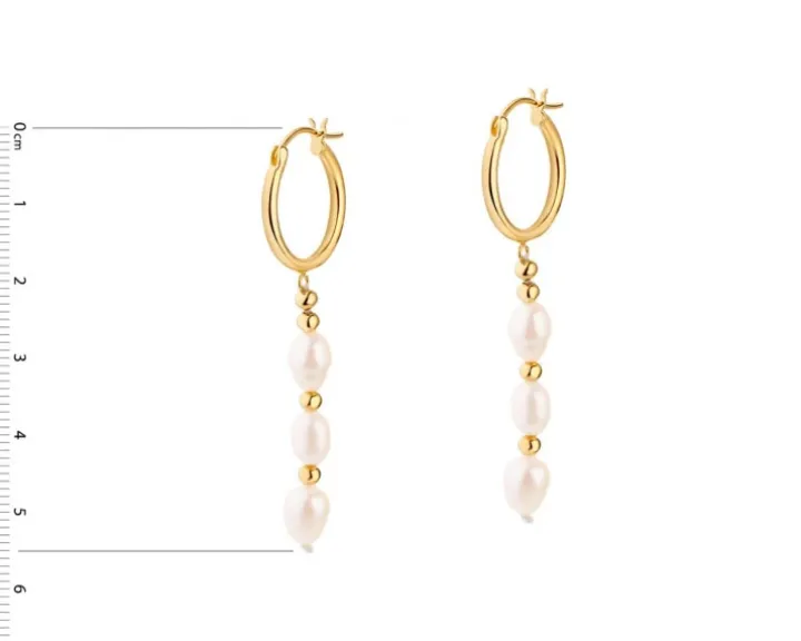 Kolczyki srebrne z perłami - koła, kulki