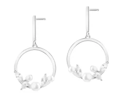 Kolczyki srebrne z perłami i cyrkoniami - koła