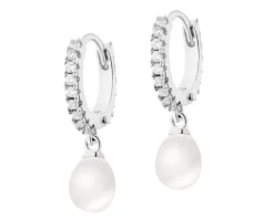 Kolczyki srebrne z perłami i cyrkoniami - koła