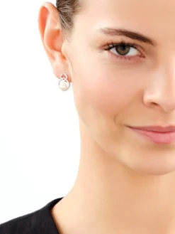 Kolczyki srebrne z perłami i cyrkoniami