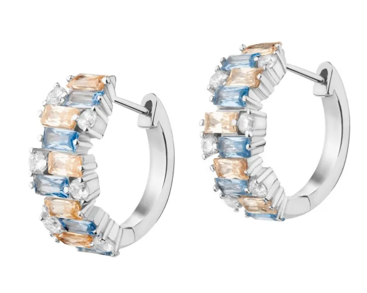 Kolczyki srebrne ze spinelem i cyrkoniami