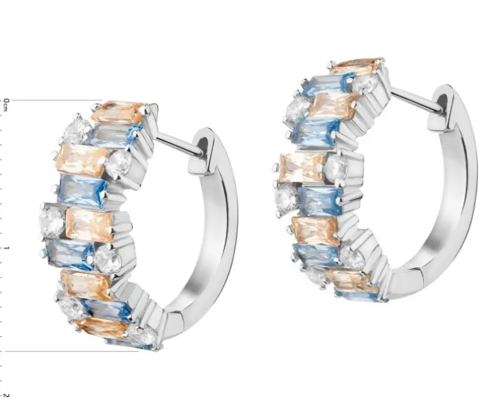 Kolczyki srebrne ze spinelem i cyrkoniami