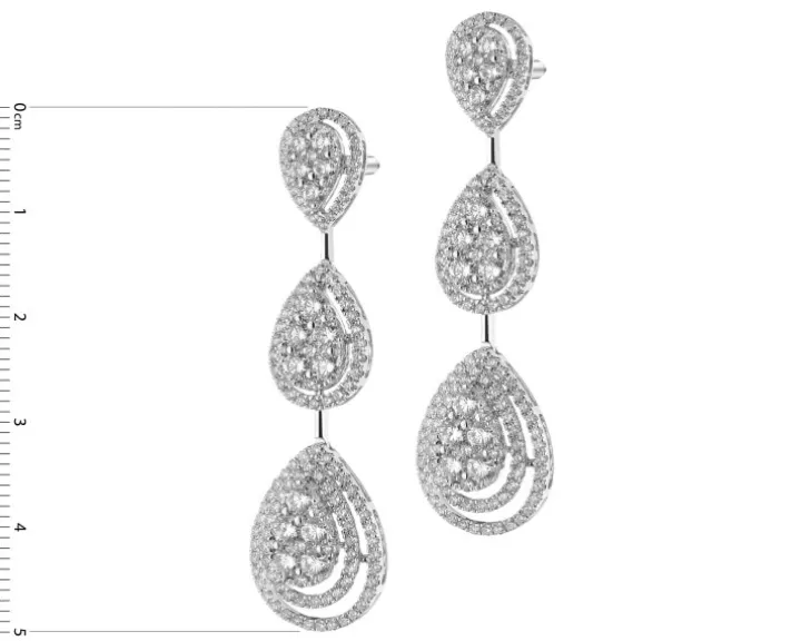 Kolczyki z białego złota z brylantami - 4,34 ct - próba 750