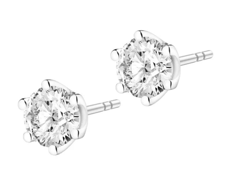 Kolczyki z białego złota z brylantami - 0,84 ct - próba 585