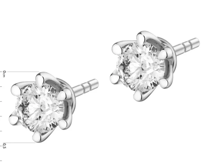 Kolczyki z białego złota z brylantami laboratoryjnymi - 0,31 ct - próba 585
