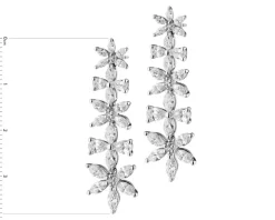 Kolczyki z białego złota z diamentami - kwiaty - 3,86 ct - próba 750