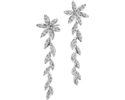 Kolczyki z białego złota z brylantami - kwiaty - 1,00 ct - próba 585