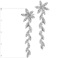 Kolczyki z białego złota z brylantami - kwiaty - 1,00 ct - próba 585