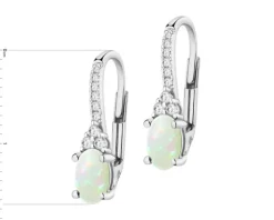 Kolczyki z białego złota z brylantami i opalami - próba 585