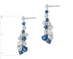 Kolczyki z białego złota z diamentami i szafirami - próba 585