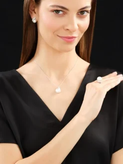 Kolczyki z białego złota z brylantami i perłami South Sea - próba 585