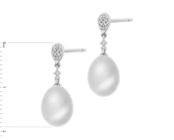 Kolczyki z białego złota z brylantami i perłami - próba 585