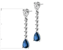 Kolczyki z białego złota z brylantami i szafirami - próba 585