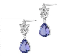 Kolczyki z białego złota z diamentami i tanzanitami - próba 585