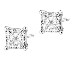 Kolczyki z białego złota z diamentami laboratoryjnymi - 0,62 ct - próba 585