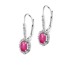 Kolczyki z białego złota z diamentami i rubinami - próba 585