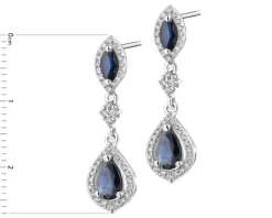 Kolczyki z białego złota z brylantami i szafirami - próba 585