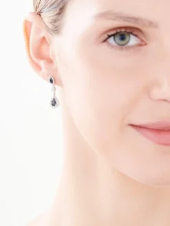 Kolczyki z białego złota z brylantami i szafirami - próba 585