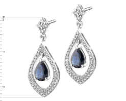 Kolczyki z białego złota z diamentami i szafirami - próba 585