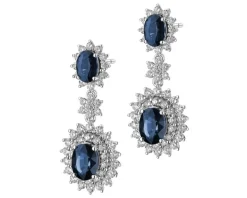 Kolczyki z białego złota z brylantami i szafirami - próba 585