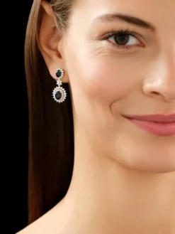 Kolczyki z białego złota z brylantami i szafirami - próba 585