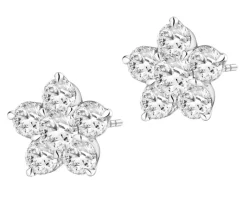 Kolczyki z białego złota z brylantami laboratoryjnymi - kwiaty - 0,96 ct - próba 585