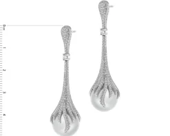 Kolczyki z białego złota z brylantami i perłami South Sea - próba 750