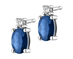 Kolczyki z białego złota z brylantami i szafirami - próba 750