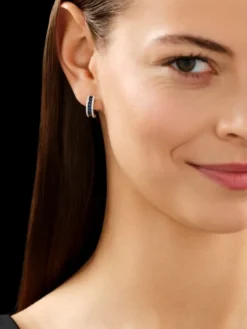 Kolczyki z białego złota z brylantami i szafirami - próba 585