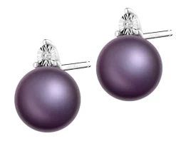 Kolczyki z białego złota z diamentami i perłami - próba 585