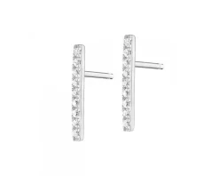 Kolczyki z białego złota z diamentami - 0,05 ct - próba 375