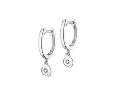 Kolczyki z białego złota z brylantami - 0,05 ct - próba 585