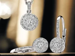 Kolczyki z białego złota z brylantami - 0,18 ct - próba 585