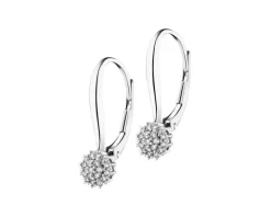 Kolczyki z białego złota z diamentami - 0,03 ct - próba 375