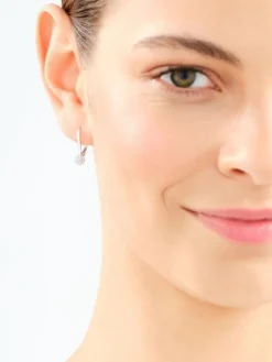 Kolczyki z białego złota z diamentami - 0,03 ct - próba 375