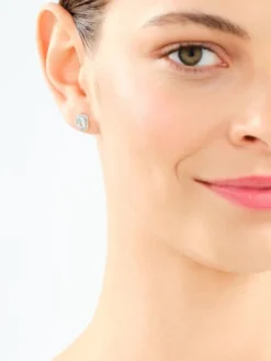 Kolczyki z białego złota z brylantami - 0,16 ct - próba 585