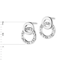 Kolczyki z białego złota z diamentami - 0,04 ct - próba 585