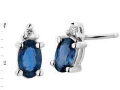 Kolczyki z białego złota z brylantami i szafirami - próba 585
