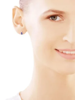 Kolczyki z białego złota z brylantami i szafirami - próba 585