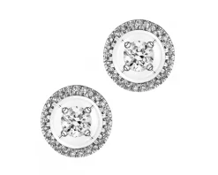 Kolczyki z białego złota z brylantami - 0,05 ct - próba 375