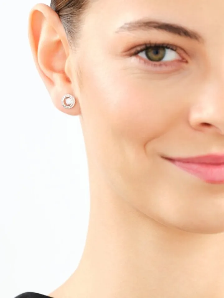 Kolczyki z białego złota z brylantami - 0,05 ct - próba 375