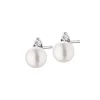 Kolczyki z białego złota z diamentami i perłami - próba 585