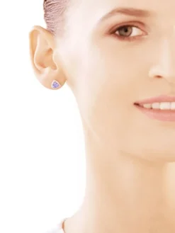 Kolczyki z białego złota z brylantami i tanzanitami - próba 585