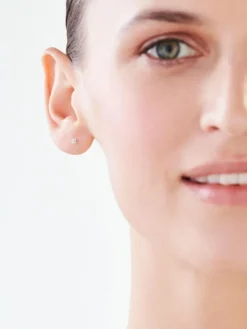 Kolczyki z białego złota z diamentami - 0,006 ct - próba 375