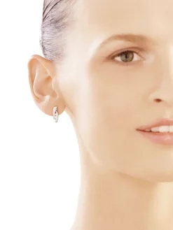 Kolczyki z białego złota z brylantami - 0,02 ct - próba 585