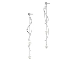 Kolczyki z białego złota z diamentami - kwiaty - 0,73 ct - próba 585